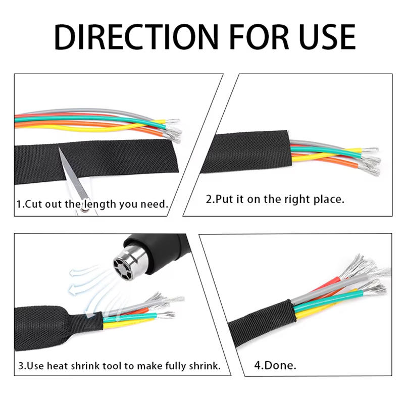 Wear-Resistant Cord Protector Wire Harness Shrinkable Braided Cable Management Sleeve Anti-Slip Protective Wrap