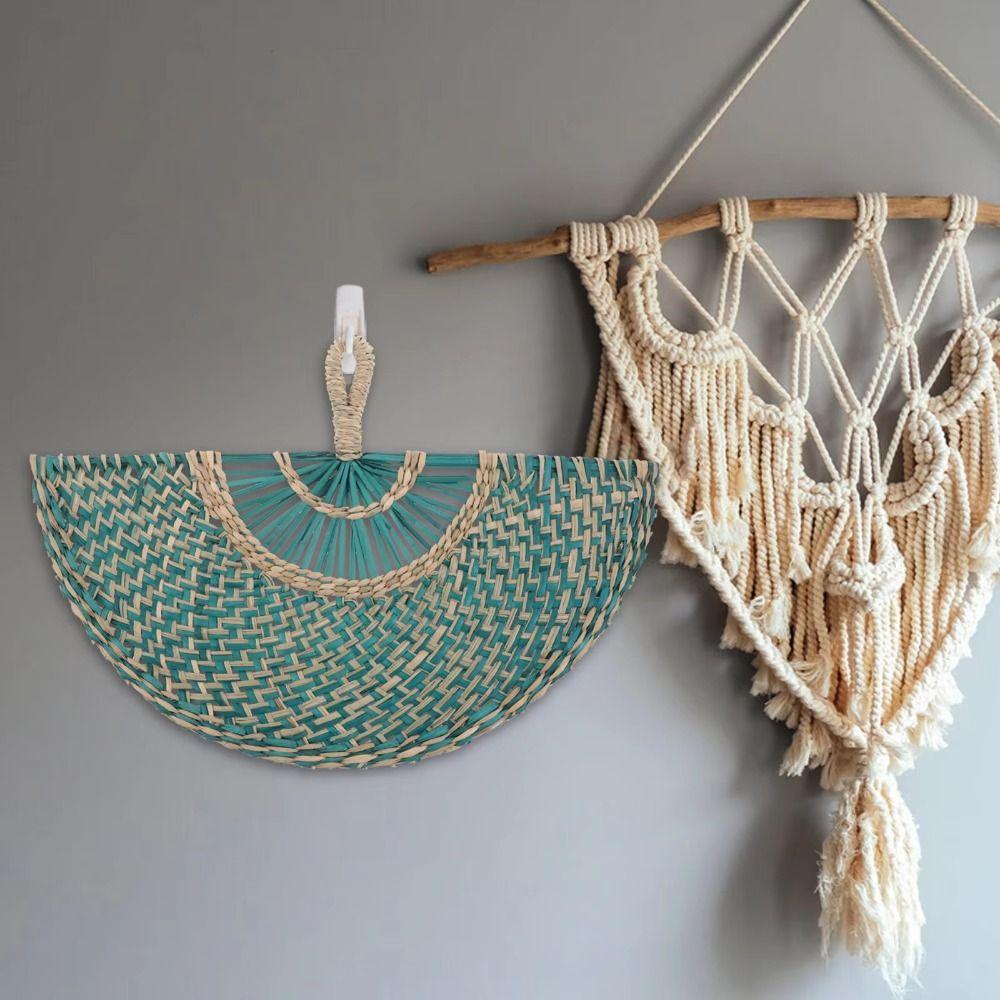 Bohemian Decorative Handmade Fan Vintage Hand Braided Fan Vintage Hand-woven Straw Fan  Home Decor