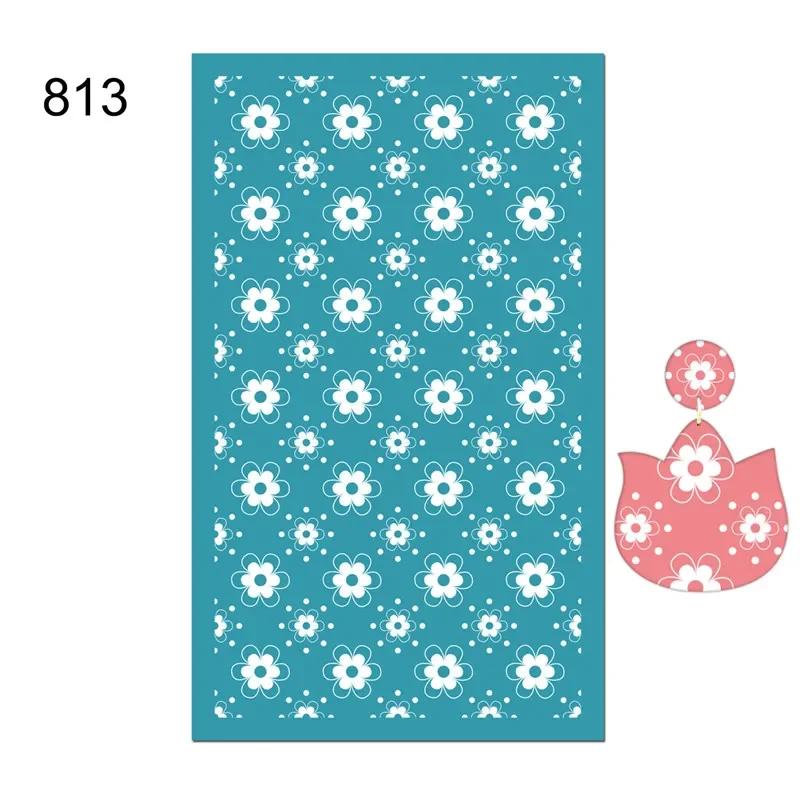 New Self-Adhesive Silk Screen Stencils for Polymer Clay Leaf Flower Decor Reusable Mesh Transfer Printing Earring Jewelry Making