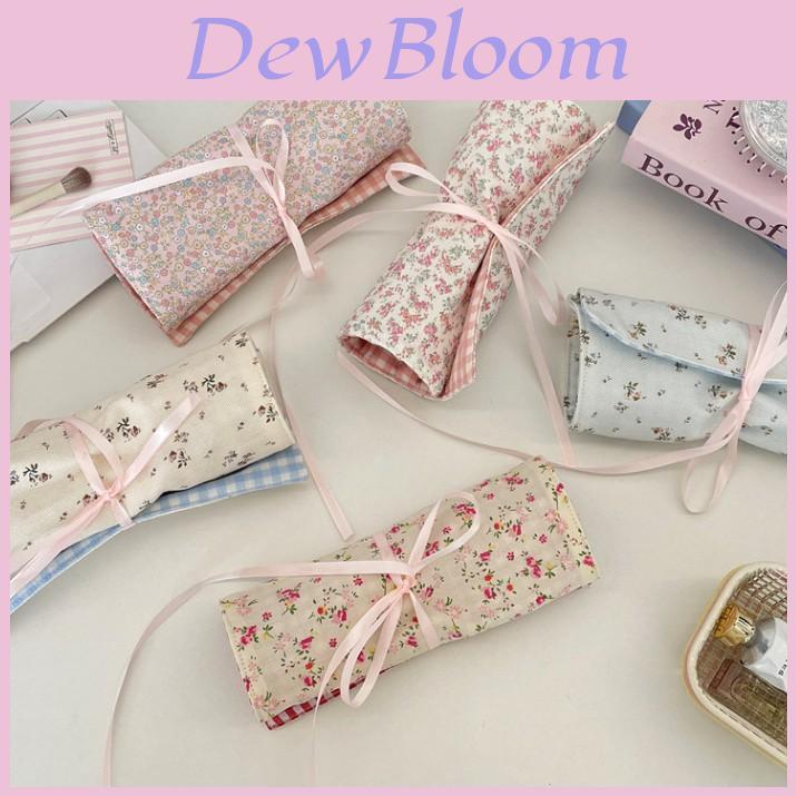 Modern Minimalist Makeup Bag With Fabric Floral Design Portable Storage For Cosmetics And Brushes