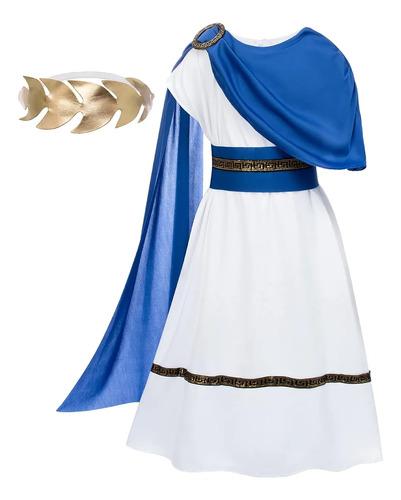 Greek Toga Costume For Children, Ancient Greek Philosopher Kid (8-12 Years) синий