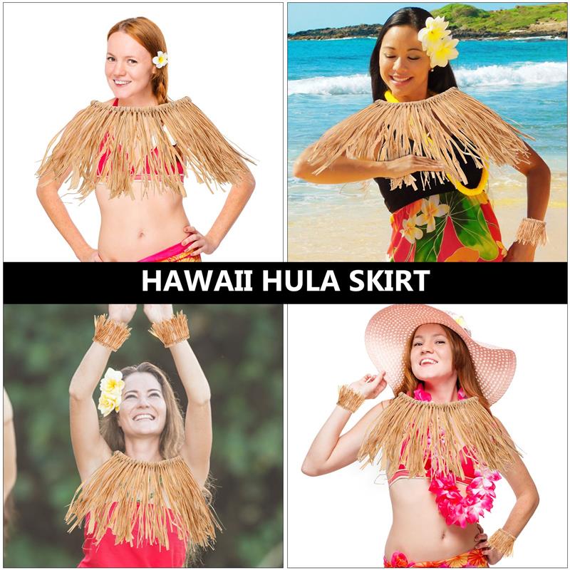 Hawaiian Grass Skirts for Hula Hawaiian Costumes Party Adults Straw Outfits Kids Ladies Dress Up Hawaii Festive Party Supplies