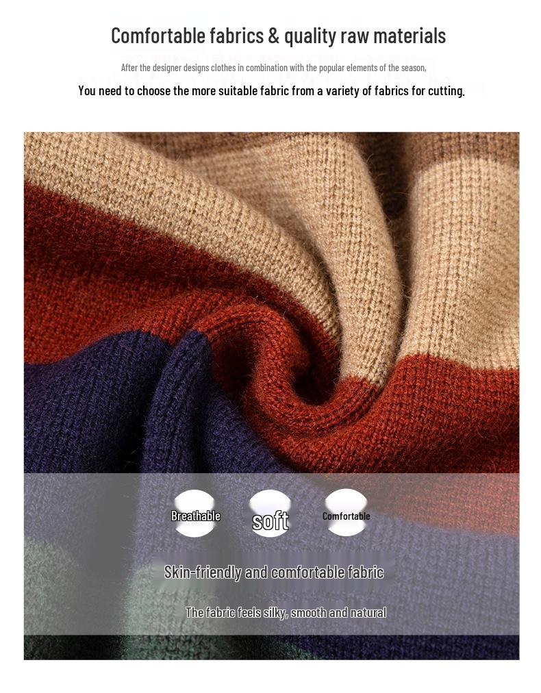 Women's Striped Autumn Knit Cardigan 2025: Fashionable, Loose-Fit, Slimming, Age-Defying Sweater Coat