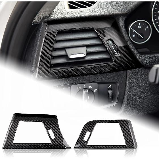 Carbon Fiber Car Dashboard Panel Decorative Sticker for BMW F30 F31 F32 F33 F34 F36 M3 F80 2014-2018 Accessories. Air Vent Cover Black