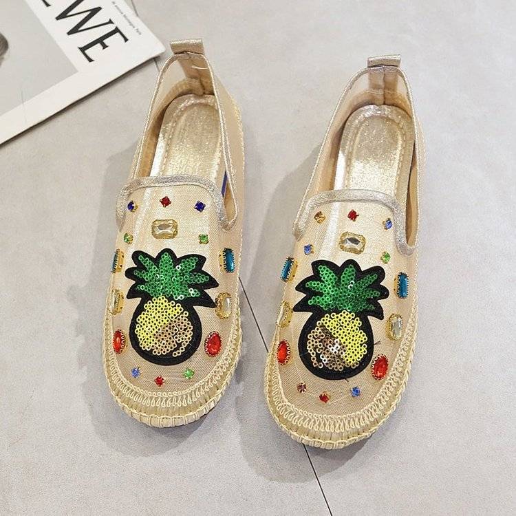 

Туфли женские 2024 года, туфли на плоской подошве со стразами и бриллиантами, симпатичные женские летние туфли с круглым носком, кавайные туфли на плоской подошве со стразами, стильные, популярные 35