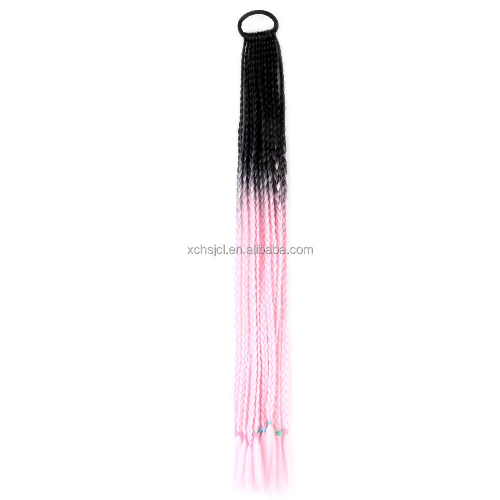Ponytail With Hair Rubber Bands Long Box Crochet Synthetic Hair Piece Ombre Braiding Hair Extensions Braid