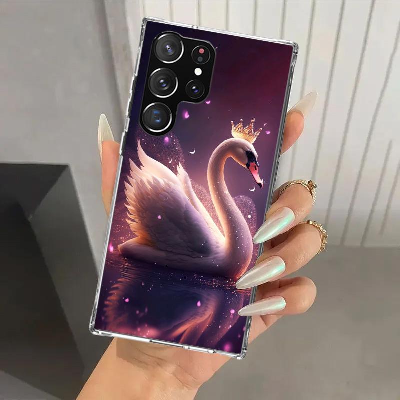 White Swan Grace Art Phone Case for Samsung Galaxy S26 S24 S23 Ultra S25 Edge S22 S21 Plus S20 FE + Soft Print Shell Funda Galax