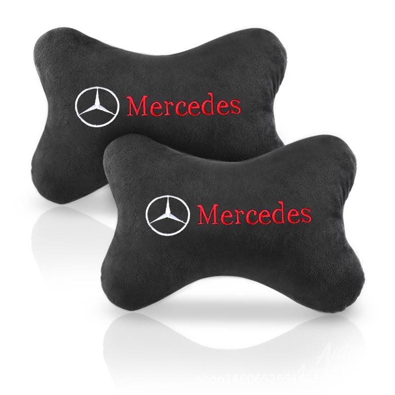 Embroidery Car Seat Head Neck Rest Cushion Headrest Pillow Seat Belt Pad For Benz AMG W205 C300 W203 W206 W108 W124 W126 Sticker QP1