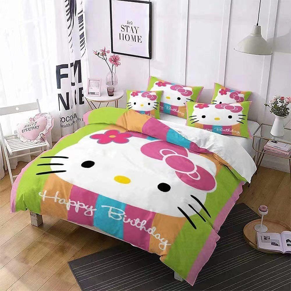 Kids' Three-piece Bedding Set - Cartoon 3d Digital Print Duvet Cover and Pillowcase Set
