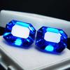 Natural Tanzanite Blue Emerald Shape 20.50 Ct CERTIFIED Loose Gemstone Pair A-2388