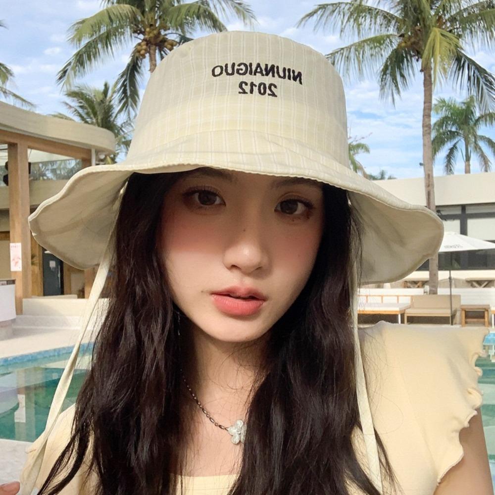 

Adjustable Drawstring Sun Hats Wide Brim Summer Hats Lattice Fisherman Hat Outdoor Mountaineering