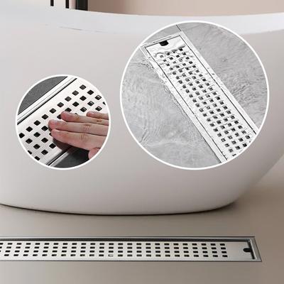 With Strainer Cover Shower Floor Drain Rectangle Shape Stainless Steel Bathroom Sink Strainer Removable Anti-odor