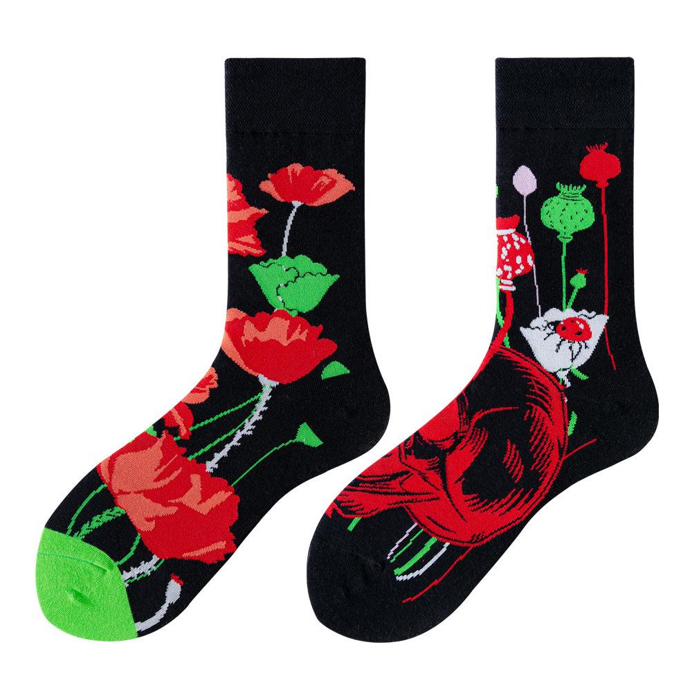 Asymmetric Colorful Christmas Cotton Socks for Couples