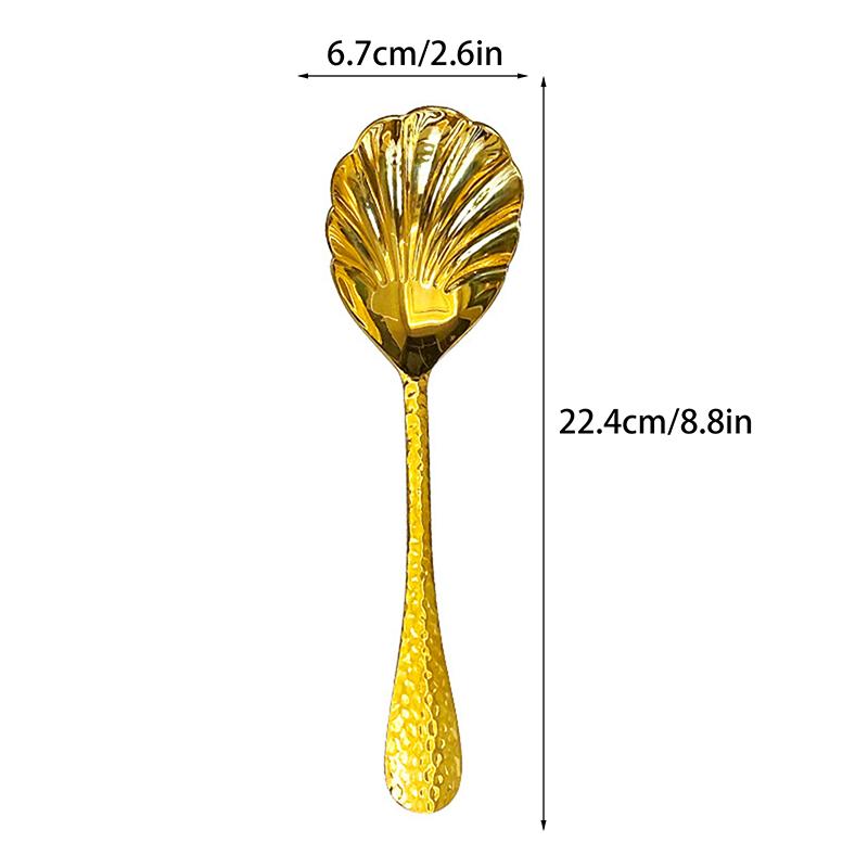 

Large Shell-Shaped Stainless Steel Serving Spoons Fan-Design Vegetable Soup Spoons for Family Parties And Restaurant Use золотой