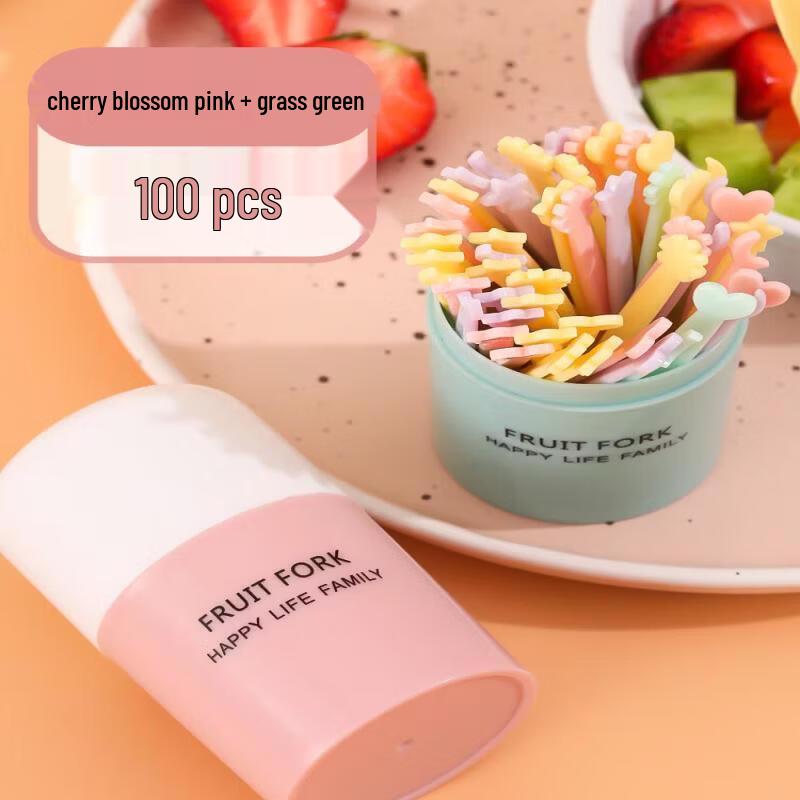 ZISIZ Disposable Plastic Two-Pronged Fruit Forks Set