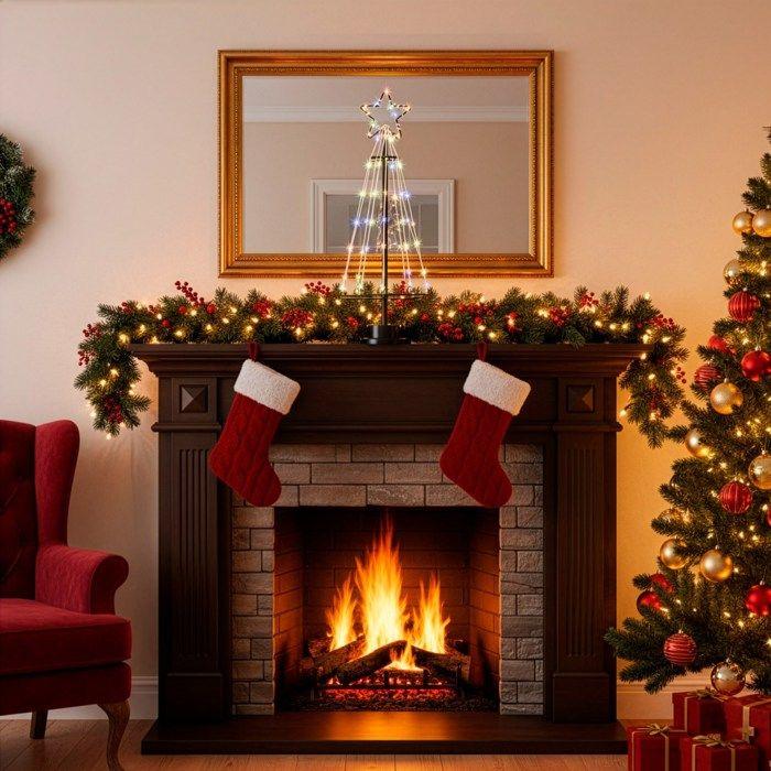 Sapin de Noël lumineux - SPRINGOS - 45 cm - 80 LED multicolores - Métal - Décoration intérieure
