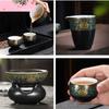 Chinese Kung Fu Tea Set Accessory, Tea Cups, Ceramic Teacups, High-end Household Teaware, Retro Black Creative Lotus Embossed