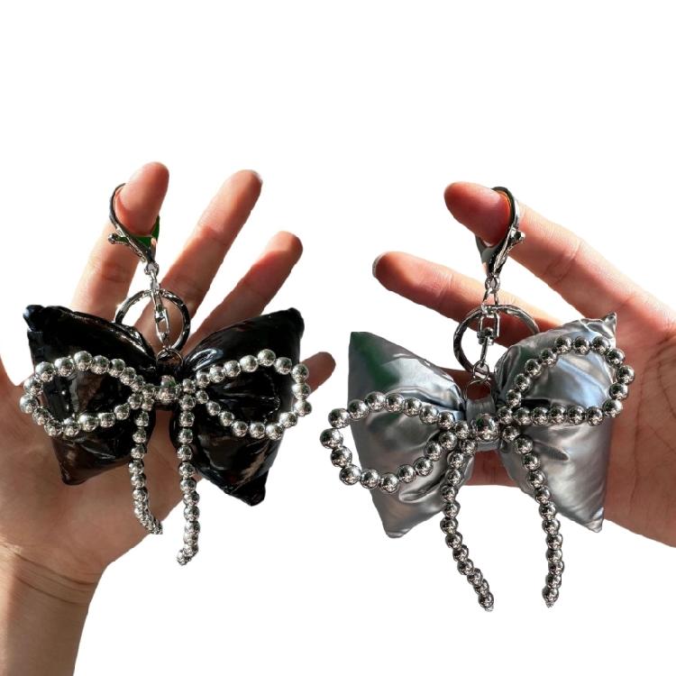 Beaded Bowknot Key Rings Elegant Handbag Charm with Beaded Rope Multipurpose Bag Charm Perfect for Women Accessories