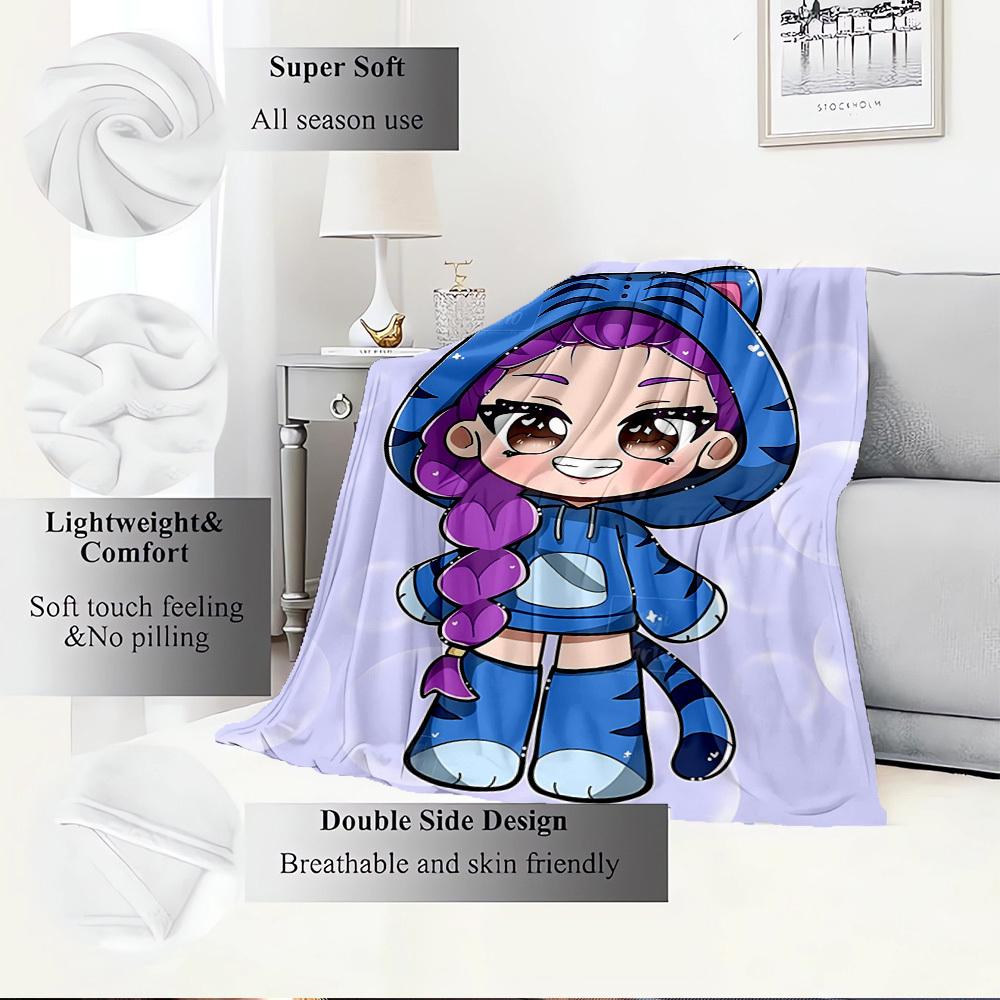 Groupe de Filles Anime K-POP Couverture Douce et Chaude Quatre Saisons Couvre-lit Épais en Tricot Polyester Toutes Saisons pour Lit, Camping, Voyage Cadeau Parfait