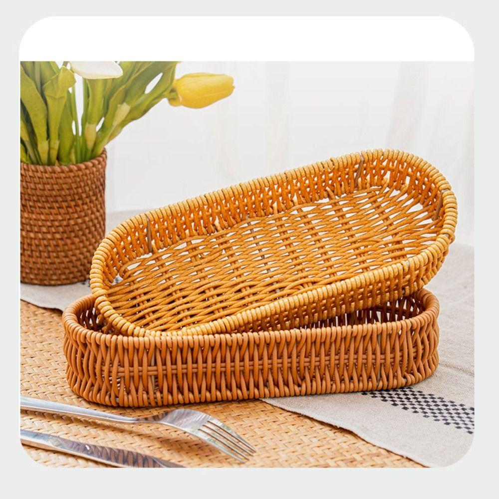 Cesta Doméstica para Frutas Pão Legumes Cesta de Rattan Dura Display de Mesa para Servir Restaurante