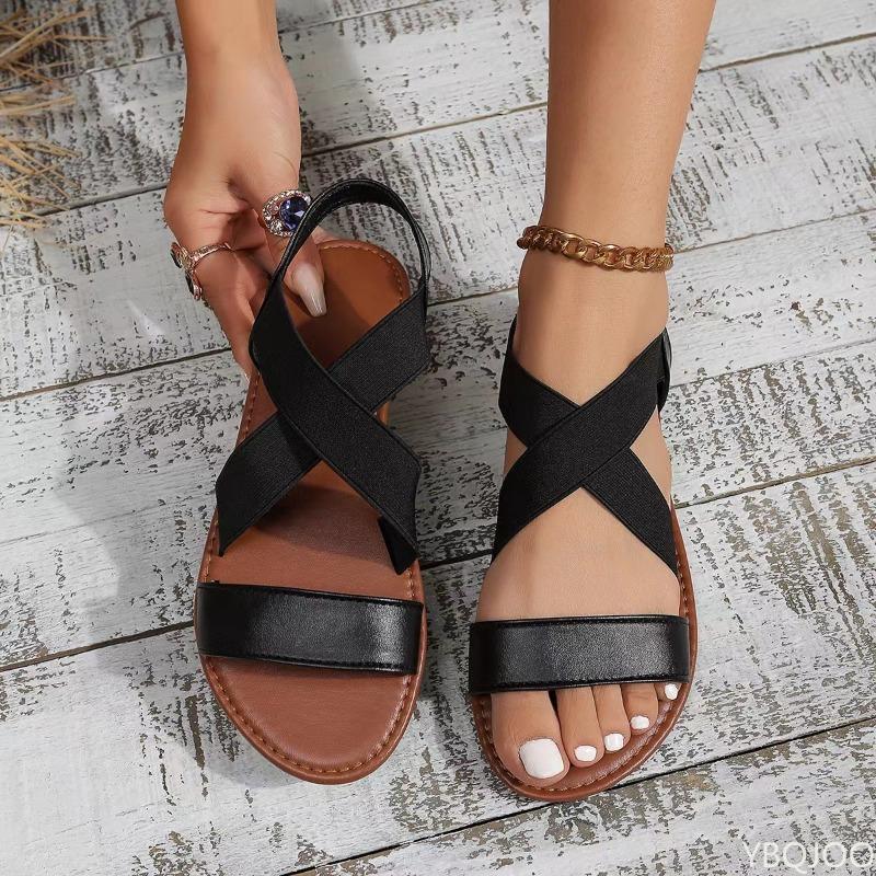 Mode rutschfeste Gummisohle Mode Damen Schuhe Sommer Damen Vielseitige bequeme flache Sandalen Schnürschuhe weich besohlte Schuhe flach besohlt