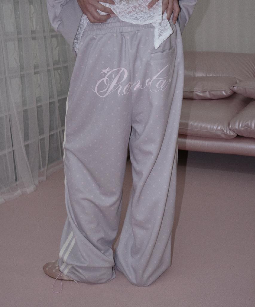 PRENDA Dot Jersey Layered Pants Gray