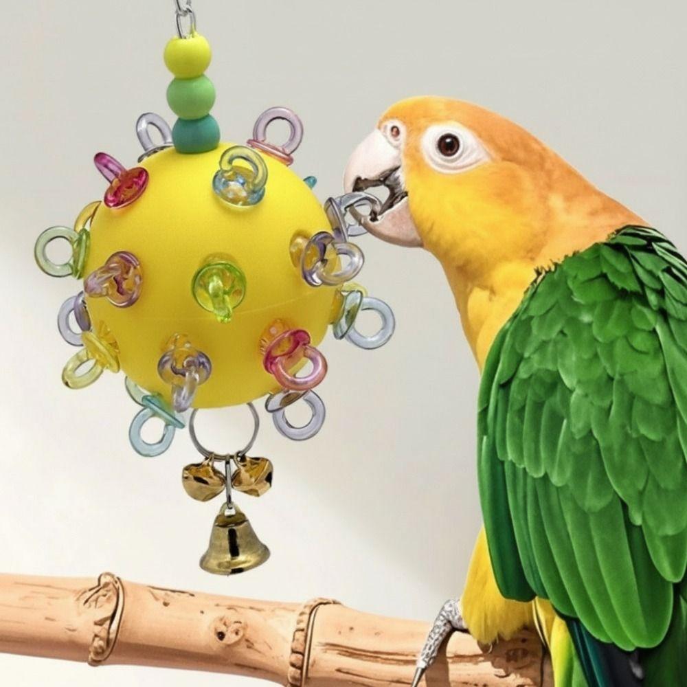 Detachable Bird Cage Toy with Bell Hanging Foraging Ball Creative Parrot Chewing Toy  Bird Training