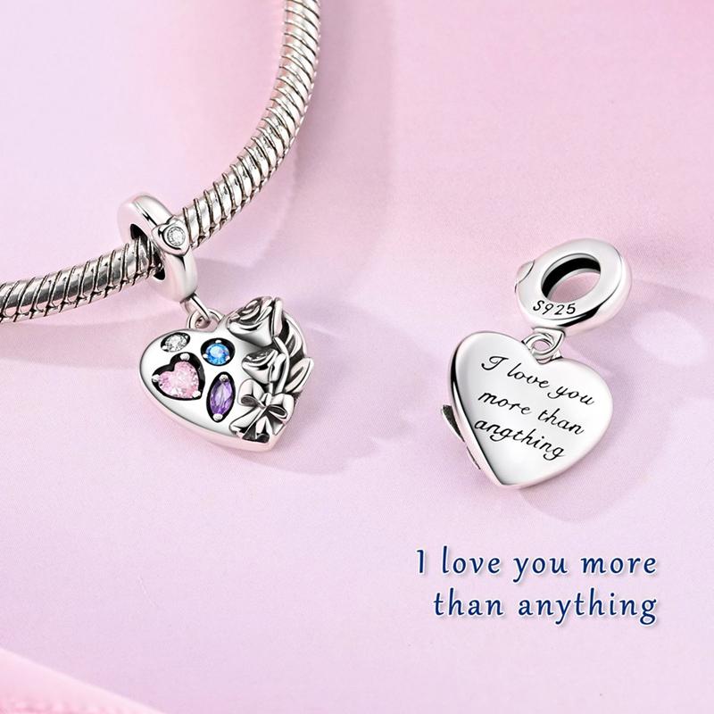 New In Valentine'S Day Series Copper Heart Love Pendant Charms Jewelry Fit Originalbracelet For Women Diy Gift