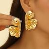 European and American Jewelry Fashion Personality Three-dimensional Big Flower Stud Earrings Multi-layer Leaf Folds Flower Earrings Earrings