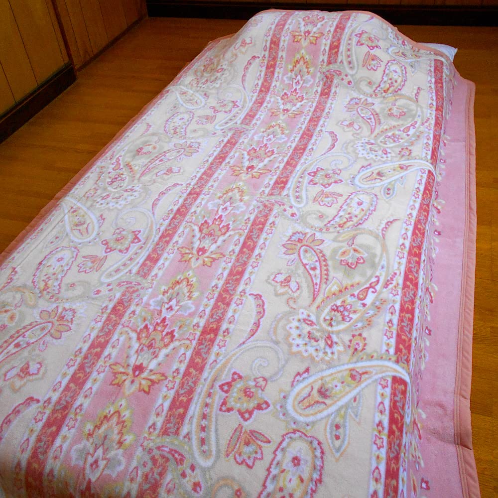 New Meyer Cotton Blanket, Paisley Pattern, Single Size, Made in Japan (Pink)