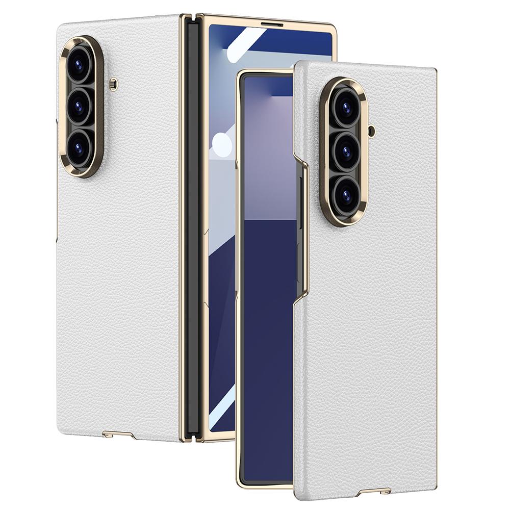 GKK For Samsung Galaxy Z Fold7 5G Case Electroplated PC+PU Phone Cover with Tempered Glass Front Film