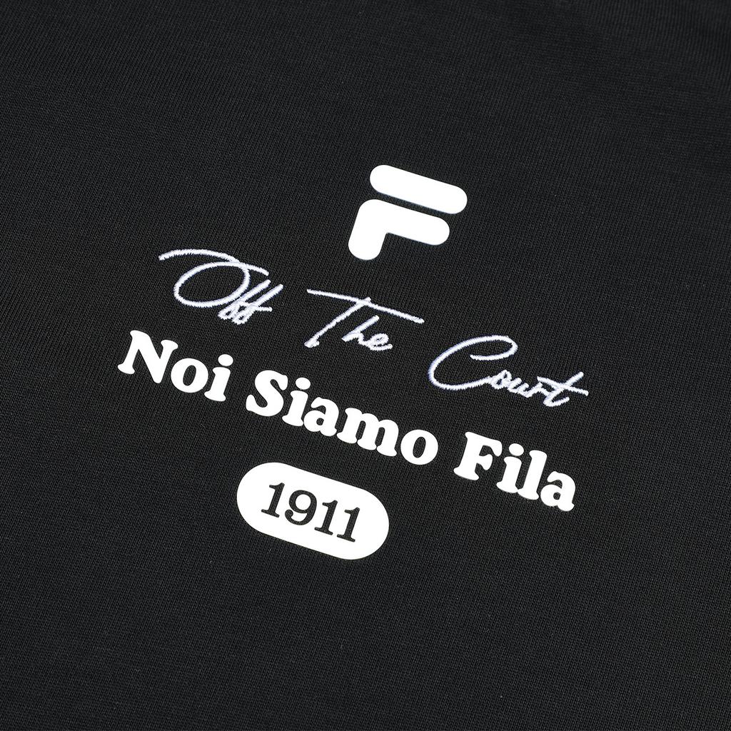 FILA Fusion Loose Letter Round Neck Short Sleeve T-Shirt Men Tops Black T11M333102F-BK