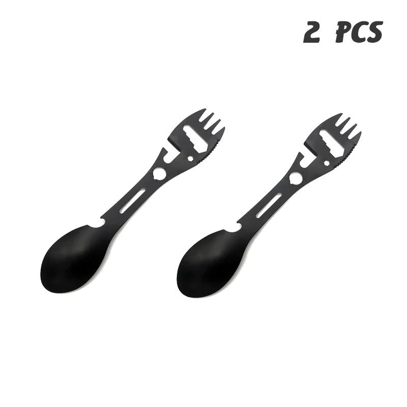 Multifunctional Outdoor Camping Tableware Portable Tableware Tools Soup Spoon Can Opener Picnic Hiking Forks Travel Equipment