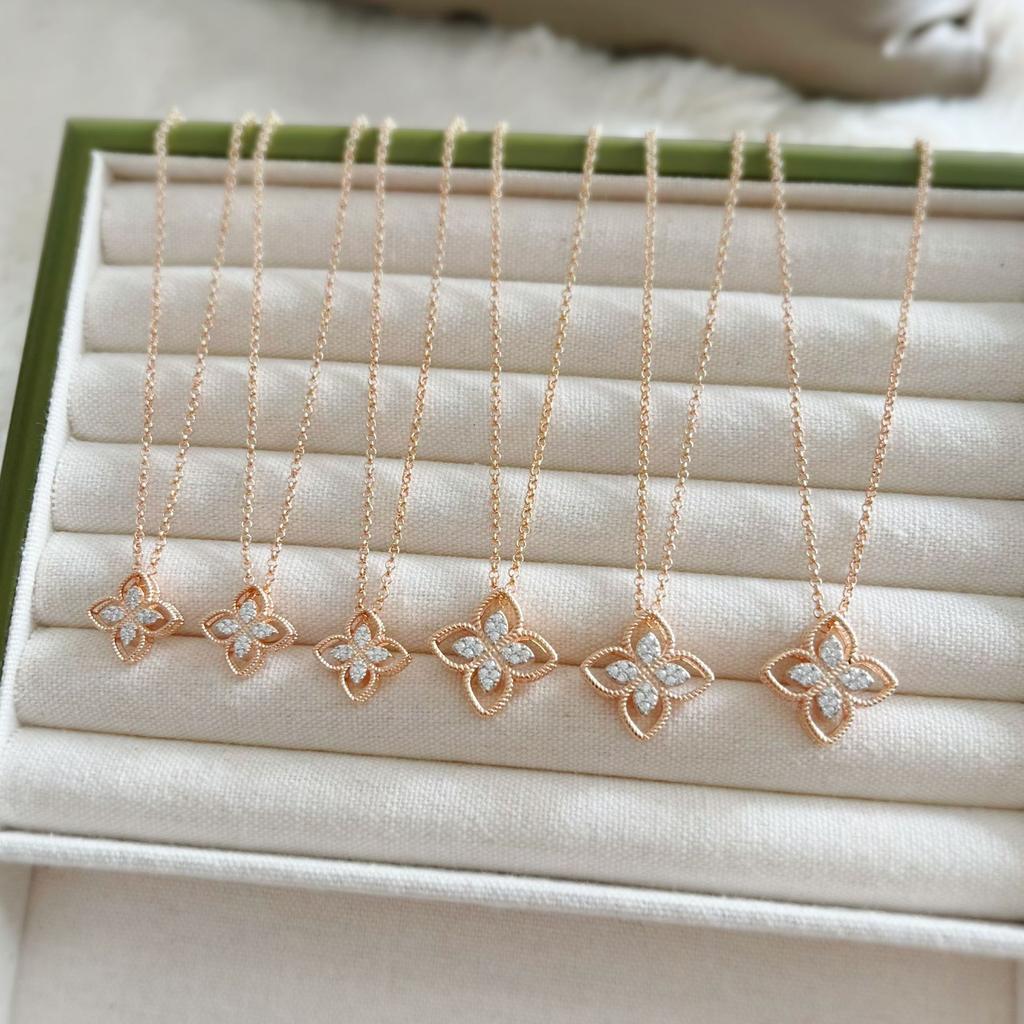 Diamond Four-Leaf Clover Necklace Women'S Niche Light Luxury Hollow Four-Leaf Flower Collarbone Chain