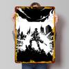 Futuristic Soldier In Ruined Cityscape Printed Poster Customized Wall Art Retro Vintage Metal Tin Signs for Luxury Home Decor