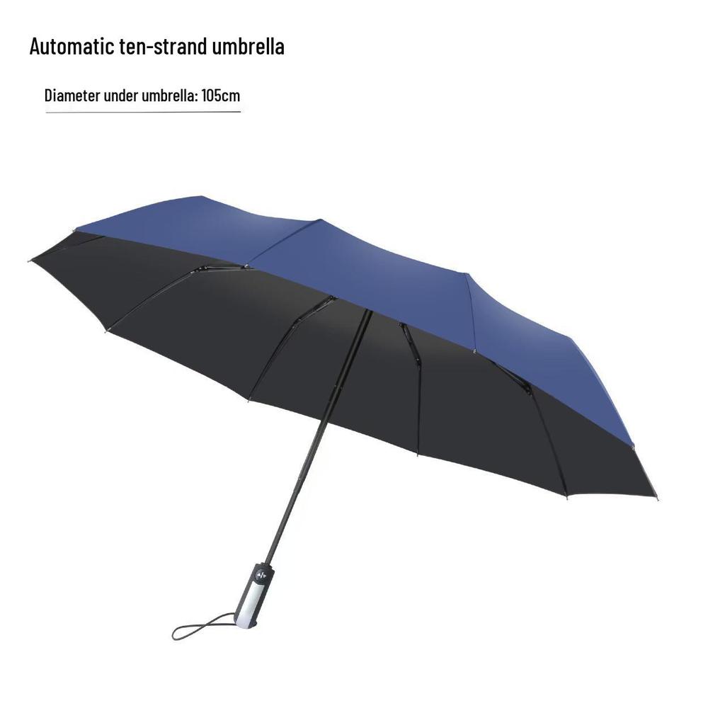 Stort regntätt solskyddande hopfällbart paraply för tre personer med tryck av anpassad logotyp