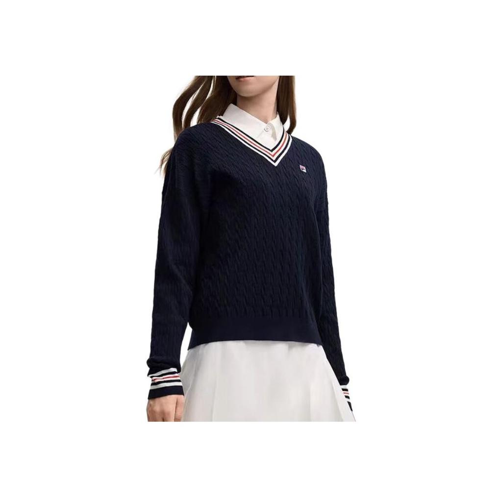 FILA Heritage Fashion Simple Casual Versatile Comfortable Retro College Style Loose Long Sleeve Sweater Women sweater F11W548419FNV