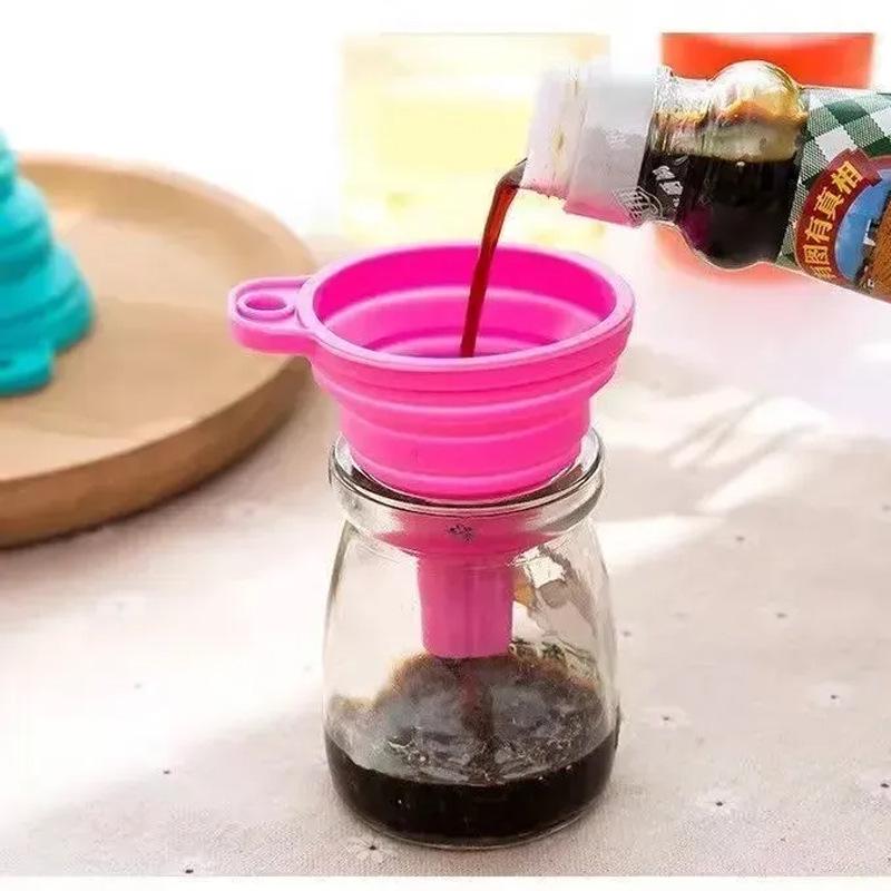 Foldable Telescopic Candy Color Funnel: High-Temperature Resistant Long Neck for Kitchen Oil Filling