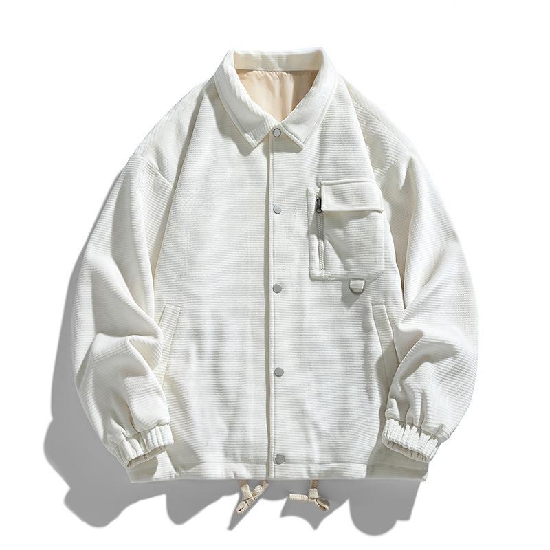 Autunno Inverno Abbigliamento da Lavoro Giacca di Velluto a Coste da Uomo Cappotto Elegante con Revers Maschile Casual Vintage Monopetto Cappotti Caldi Giacca