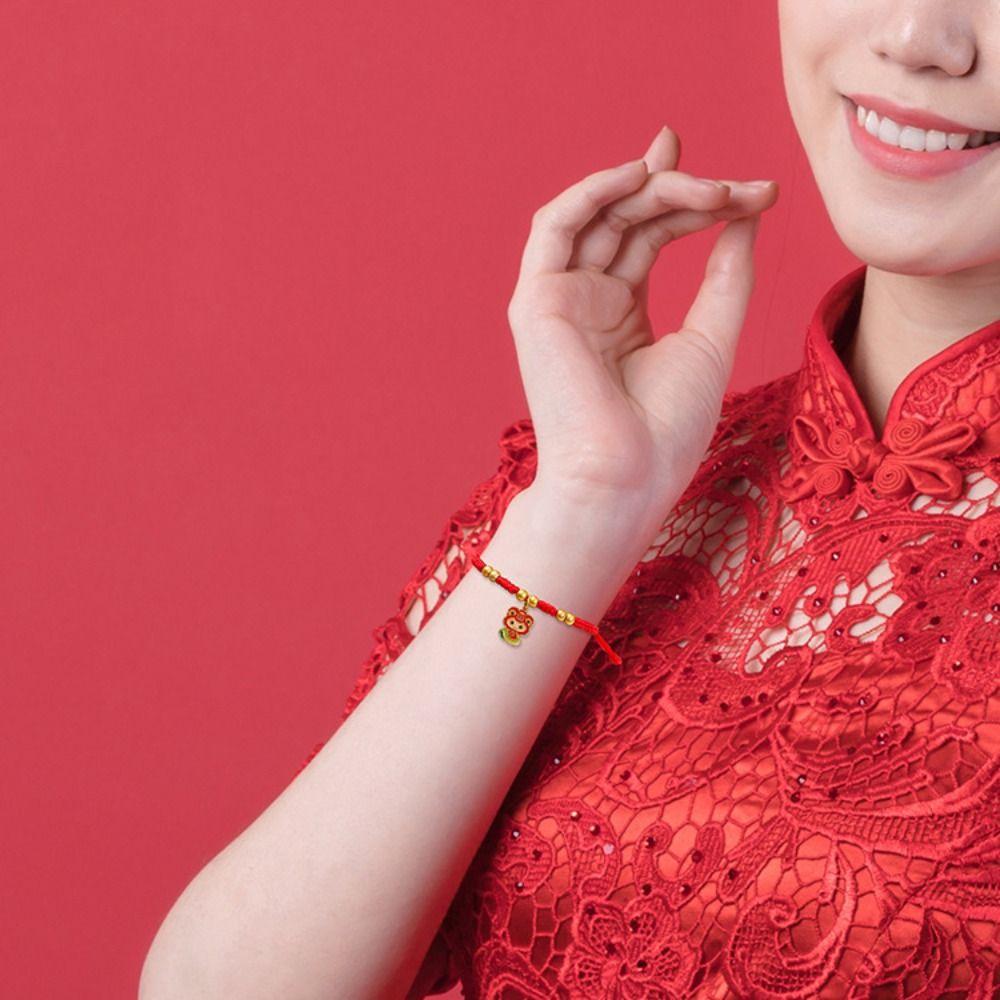 Hand Rope Snake Year Bracelet Chinese Style Fortune Bracelet Vintage Lucky Red Rope  Women