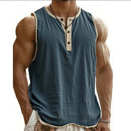 

Летняя мужская фитнес-майка 3 пуговицы быстросохнущая дышащая однотонная для бега тренировок без рукавов мужской топ XXXL темно-синий