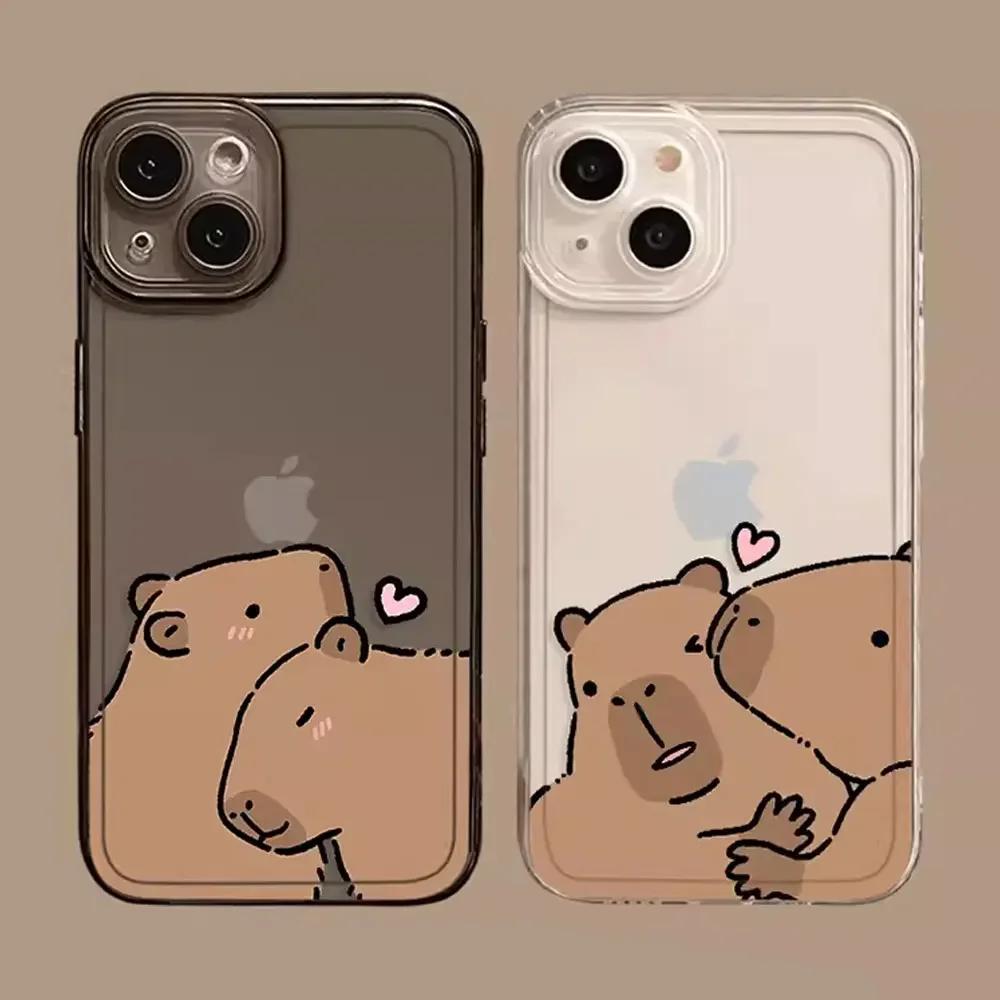 Cute Cartoon Capybara Phone Case for Iphone 12 13 11 14 15 Pro Max X XS MAX XR 7 8Plus SE2 Funny Animal Couple Soft Cover Fundas