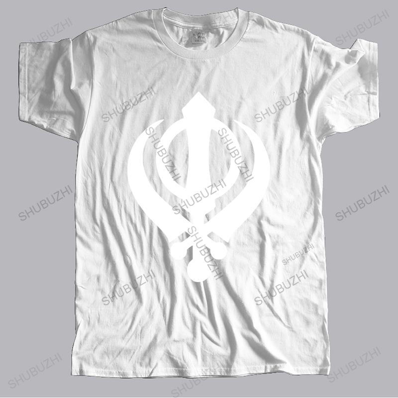 Hot sale Unisex brand summer t shirt vintage Sikh Khanda Symbol India Punjabi Sikhism Culture Unisex Teeshirt cotton short sleeve S