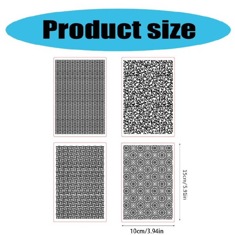 4 buc. Covoraș cu Textură de Argilă pentru Făcut Cercei Bijuterii, Instrument de Embosare Cercei din Argilă Foi de Embosare Texturate 3D