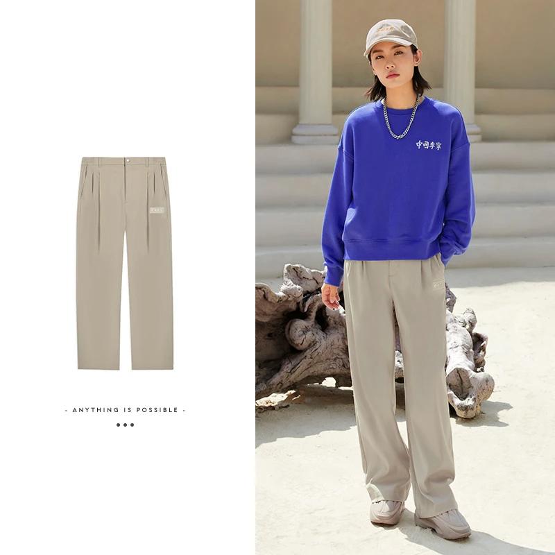 Li Ning Mid Waist Loose Sports Pants Women Pants Khaki AKXSB40-3