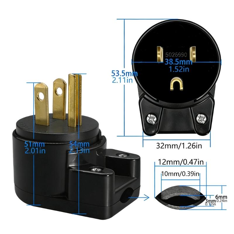 360 Degree Fully Rotatable NEMA 5 15P Male Plug 15A 125V ETL Support for Flexible Angling with 18/16/14AWG Power Cords