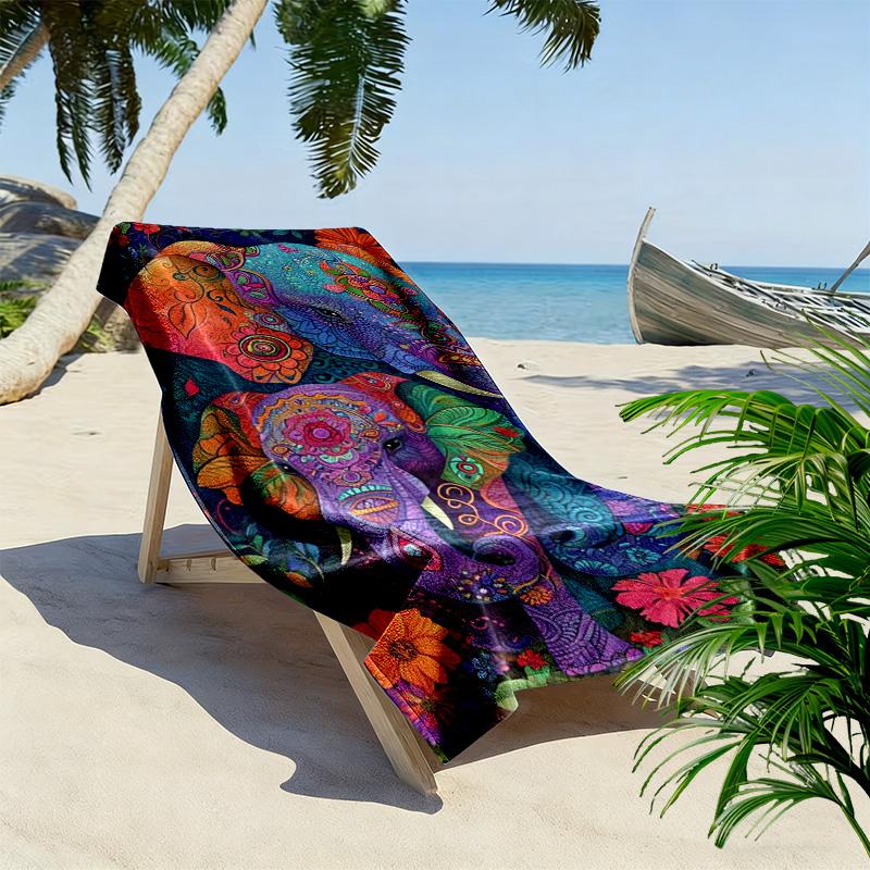 Serviette de plage imprimé éléphant majestueux, grande serviette douce à séchage rapide pour la plage, le camping, la natation