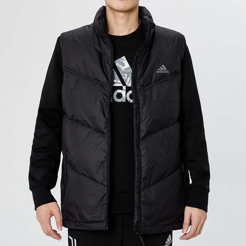 Adidas გარე თბილი საყელოიანი პუხის ჟილეტი მამაკაცებისთვის გარე ტანსაცმელი შავი H20775