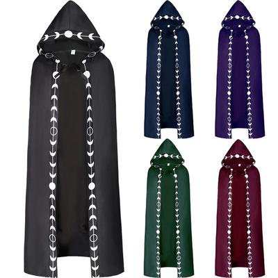 Hooded Cloak Medieval Pagan Witch Vampire Cape Halloween Fancy Dress Costume