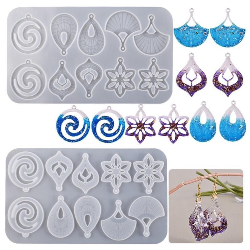71 Resin Jewelry Molds with Earring Resin Molds,Earring Hooks,Jump Rings for Pendant Keychain Resin Jewelry Making